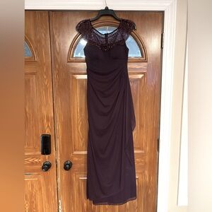 Xscape Beaded Plum Gown – Size 2P – NWT